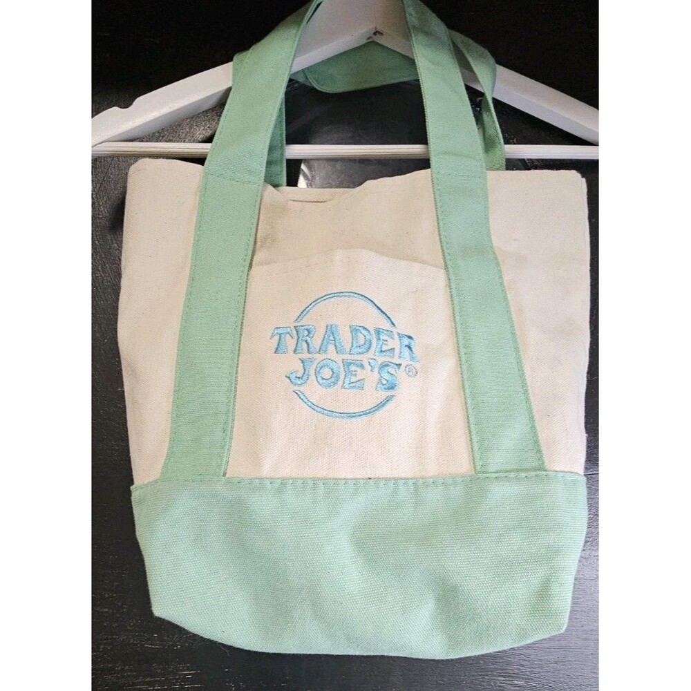 Trader Joe’s Mini Pastel Canvas Tote Bag Mint Green 2025 Limited Edition